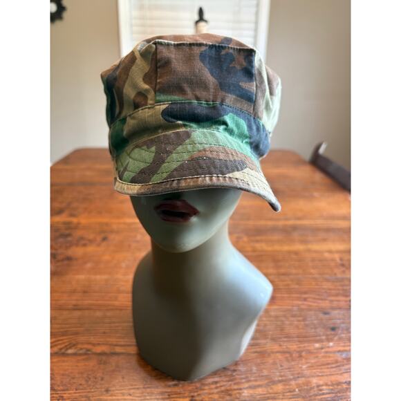 Woodland Military Hat Cap Utility Camouflage Green SIZE LARGE - Picture 2 of 7